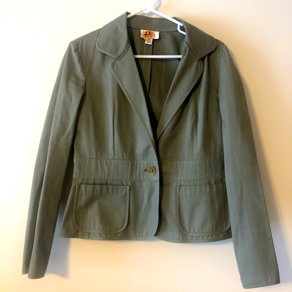 Talbots Olive Green Blazer Jacket. Single Button.
